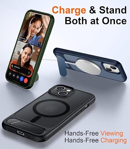 Temdan Compatible with iPhone 14 Case/iPhone 13 Case,[Built-in Invisible Kickstand][Compatible with MagSafe][Military Grade Shockproof] Slim Translucent Matte Phone Case for iPhone 14/13 6.1" thumbnail 3