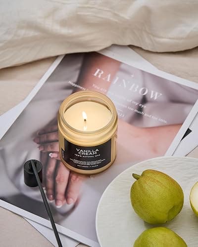 M&SENSE Vanilla Candles 100% Natural Organic Soy Wax Relaxing Aromatherapy Scented Candle, 7.05oz 50 Hours Burning Time Non Toxic Housewarming Gifts for Women and Men thumbnail 2
