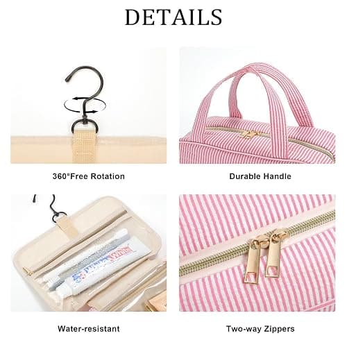 YOOLIFE Stocking Stuffers for Teen Girls Gifts Trendy Stuff - Hanging Initial Toiletry Bag for Women Teen Girls, Gifts for Mom Daughter Sister Friends, Letter E, Pink thumbnail 5