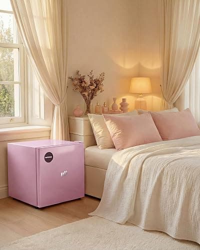 Upstreman 1.5 Cu.Ft All-Refrigerator Mini Fridge, Pink-CR16 | Dorm Fridge with 7-Level Thermostat, ENERGY STAR Certified, Reversible Door, Small Refrigerator for Office, Classroom thumbnail 2