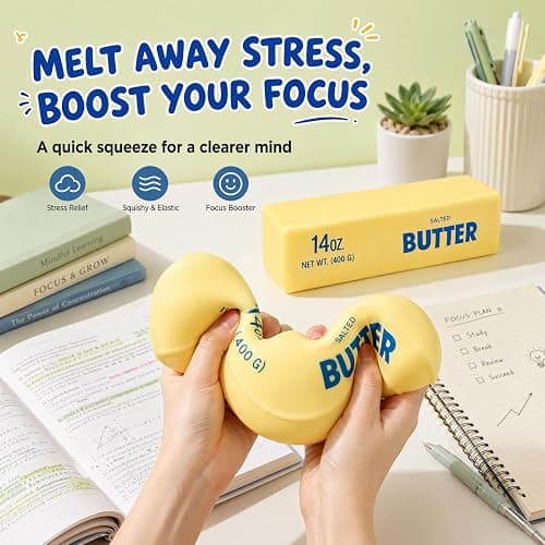 Butter Squishy Giant, Jumbo Cheese Squishy Fidget Toys for Adults | 14OZ Jumbo Squishies Slow Rising, Big Cheese Squishy Squeeze Sensory Toys for ADHD Anxiety Stress Relief thumbnail 5