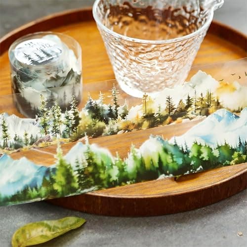 AuriicLeaf Mountain PET Tapes Set, 6 Rolls of Nature Ephemera for Junk Journaling, Scrapbooking, Crafting, DIY Projects, Diaries, and Art Supplies thumbnail 3