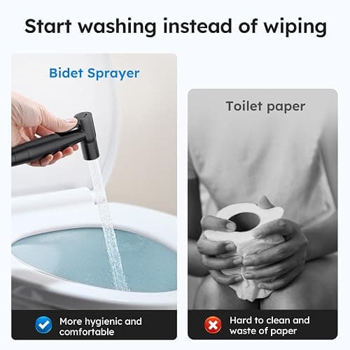 Arofa Handheld Bidet Sprayer, Bidet Attachment for Toilet, Matte Black | Adjustabel Water Pressure, Leak-Free Hose, Fits Two-Piece Toilets, Feminine/Baby/Pet Wash, Cloth Diaper Rinse, Easy Install thumbnail 3