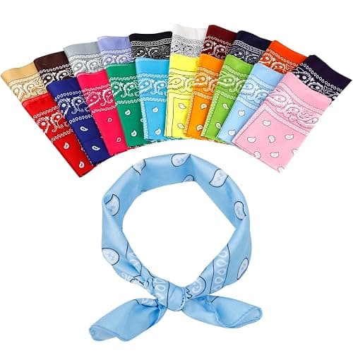 Jeatonge 20 Pcs Bandanas for Women Men Head Scarf Handkerchief 22x22 Inch thumbnail 4