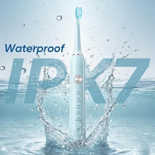 Yoomue Sonic Electric Toothbrush for Adults & Kids - 5 High-Performance Modes, 8 Replacement Heads, 2.5-Hour Fast Charge, Built-in Smart 2-Minute Timer, IPX7 Waterproof, 35Day Battery Life Light Blue thumbnail 5