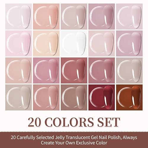 JODSONE 23PCS Gel Nail Polish Set 20 translucent Jelly Color Natural and Elegant Long Lasting Suitable for Home and Salon thumbnail 2