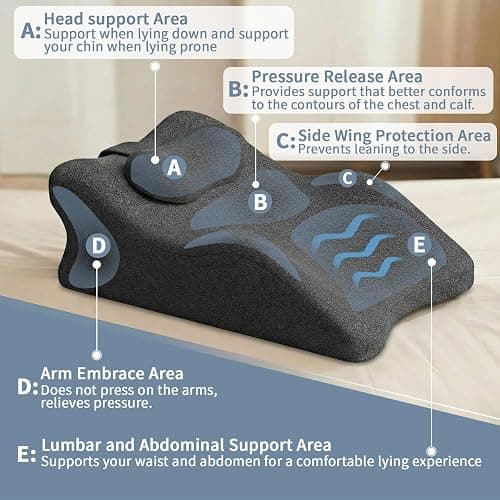 XZdream Ergonomic Wedge Prone Pillow,Multi-Functional Memory Foam Bed Pillow,Reading Pillow,Ideal for Bed Breaks,Sitting Up,Back Support,Sleeping,Anti Snoring,Back and Leg Pain Relief thumbnail 4