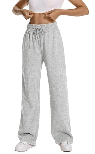 Auriviz Womens High Waisted Drawstring Sweatpants Straight Leg Pants Side Hidden Pockets Sweat Pants 30‘’ Inseam - Image 1