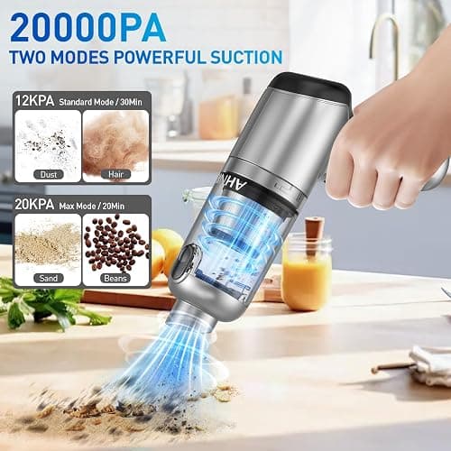 AHNR Handheld Car Vacuum Cleaner Cordless with Brushless Motor, 20000PA High Power Vacuum Cleaner & Air Duster, 3 in 1 Keyboard Portable Mini Hand Held Vacuums Cleaner for Car Home thumbnail 2