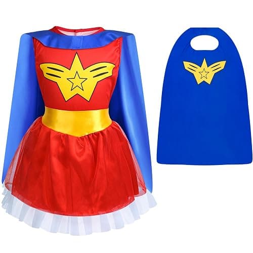 Jeowoqao Toddler Girls Dress up Costumes, Princess Dress Up Clothes for Little Girls, Kids Dress Up Pretend Play Set with Supergirl Princess Costumes Toy Gift for Girls Ages 3 4 5 6 Years thumbnail 4
