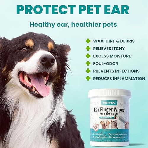 MEDUWEDU Ear Cleaner Finger Wipes 60 Counts, Dog Ear Cleaner, Grooming Kit Care for Dogs and Cats, Soft & Easy Otic Cleaning Pads, Remove Wax, Dirt & Stop Smelly, Itchy, Non-Irritating, Coconut Scent - Coconut - 1.5" 60pcs thumbnail 2