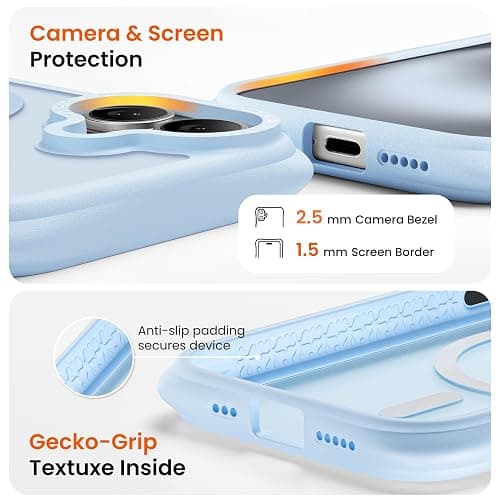 ORNARTO Magnetic for iPhone 16 Case 6.1", 20FT Military-Grade Drop Protection, Compatible with MagSafe, Slim Shockproof Translucent Matte Phone Case for iPhone 16, Baby Blue thumbnail 6