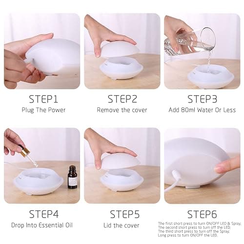 BBSKIN USB Essential Oil Diffuser, Mini Cute Shell Shape Aromatherapy Diffuser for Kids, 80ml Ultrasonic Air Fresher USB Humidifier, BPA Free and Waterless Auto Off Safety for Baby, Kids Bedroom - Pink thumbnail 7