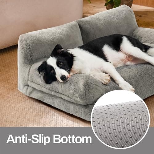 MEWOOFUN Cat Bed for Indoor Cats, Washable Dog Beds for Small Medium Dogs & Cats, Fluffy Cat Couch with Non-Slip Bottom (Grey, 33.5" L x 25.6" W x 11.5" Th) thumbnail 4