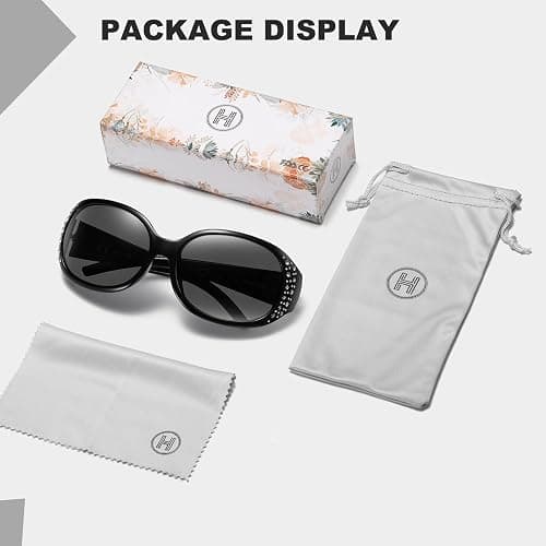 HAOLOTA Polarized Sunglasses for Women, Rhinestone Wrap Around Sunglasses with UV400 Protection thumbnail 7
