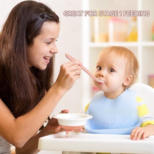 Silicone Baby Feeding Spoons, Training Spoon Self-feeding, First Stage Infant Soft-Tip Easy on Gums, Utensils Supplies, Dishwasher & Boil-proof, 6 Pack thumbnail 2