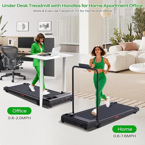 Electric Walking Pad with Handle Bar, 3.5HP Compact Walking Pads Treadmill with Handles, 0.6-10.0MPH Portable Small Treadmills for Home Office Apartment Small Spaces, 400LBS with Big Screen thumbnail 5