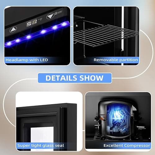 Antarctic Star 18L Beverage Refrigerator Cooler 24Can, Mini Fridge with Quiet Compressor, LED Light,Freestanding Small Fridge with Electronic Temperature Control for Home and Bar(40-61 ℉) thumbnail 7