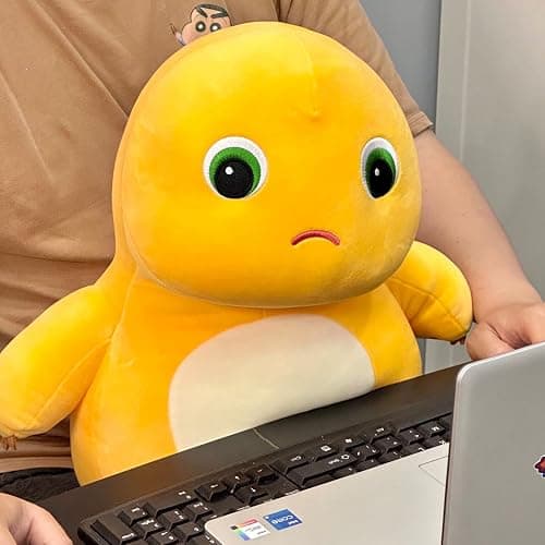 Adorlynetty Nailong Dinosaur Stuffed Animal,9“ Cute Yellow Dinosaur Plush Soft Dino Stuffed Animals Dino Plushie Toys for Boys Girls Kids Baby Toddlers Angry thumbnail 2