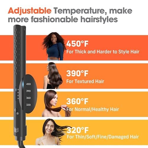 Quico Hair Straightener, 110-240V Global Travel Hair Straighteners for women, 15s Fast Heating, Professional Negative Ion Flat Iron, Temp Memory, 320℉-450℉, Auto-Off, with Glove and Clips, Gift, Black thumbnail 4
