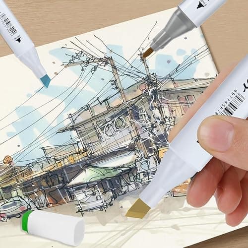 ZYYEO Alcohol Markers Pens,80 Colors Dual Tip Art Markers for Adults, Drawing with Non-Blending,Coloring,Sketching, Wide Chisel and Fine Tip Equipped with Black Suitcase thumbnail 3