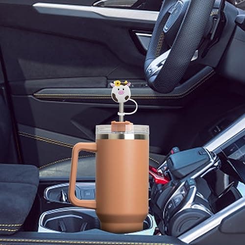 Straw Cover Cap for Stanley Cup 30 Oz 40 Oz Tumblers - 10mm Cute Cow Straw Tips Covers,Silicone Straw Toppers, Funny Animals Straw Covers Cap Plugs,Anti-dust Straw Tip Drinking Straw Tips Lids thumbnail 6