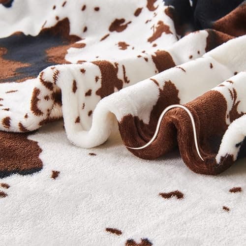 Edenleaf Flannel Cow Print Blanket 60"x80", Ultra Cozy Cow Throw Blanket for Couch Bed and Travel, Cow Decor Throw Blankets for Bed, All Seasons Twin Size Blanket 60"x80" thumbnail 5