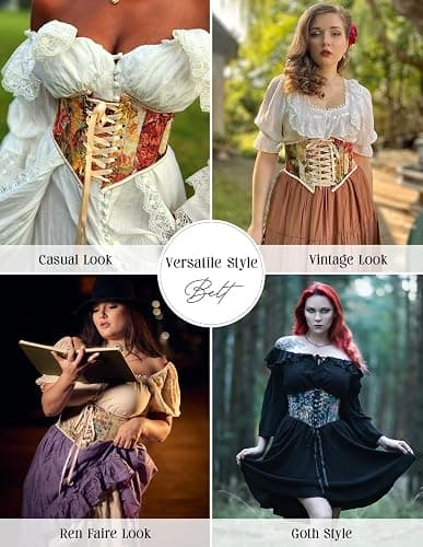 Scarlet Darkness Women's Corset Belt Renaissance Underbust Corset Floral Lace Up Boned Waist Belts thumbnail 2