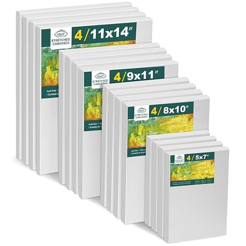 Inburit Canvas for Painting for Adults & Kids 16 Pack with 11x14, 9 x12, 8x10, 5x7 (4 of Each), Blank Primed Stretched Canvases for Oil, Acrylic & Other Painting Media - Image 1
