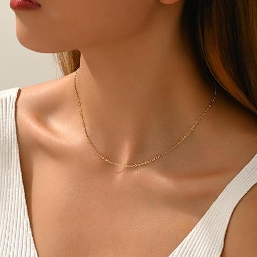 Mauzew Gold Chain Necklace for Women Dainty Simple Satellite Beaded Twisted Chain Choker Necklace Everyday Jewelry Christmas Gifts thumbnail 2