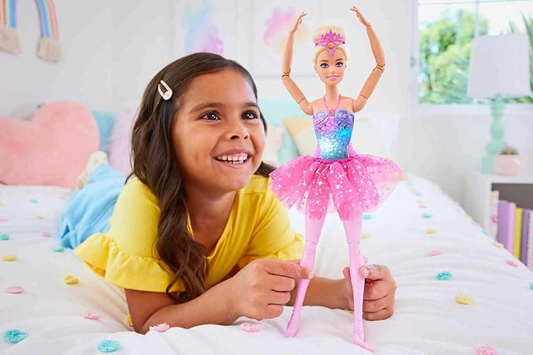 Barbie Dreamtopia Twinkle Lights Ballerina Doll with Blonde Hair & Light-Up Feature Wearing Royal Headband & Pink Tutu thumbnail 2