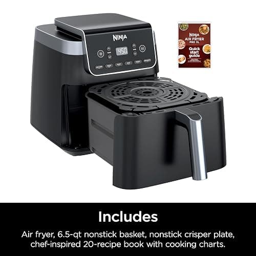 Ninja | Air Fryer | 6.5 QT Pro XL Capacity fits 9lbs of Wings | 6-in-1 Max Crisp, Air Fry, Roast, Bake, Reheat & Dehydrate | Nonstick Basket, Crisper Plate & Recipe Guide | Grey | AF181 thumbnail 10