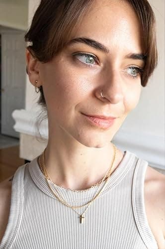 Austin Down to Earth, Tiny Cross Necklace, Simple Gold Cross Necklaces for Women, 14k Gold Filled Chain, Christian Gift for Baptism Confirmation Graduation thumbnail 7