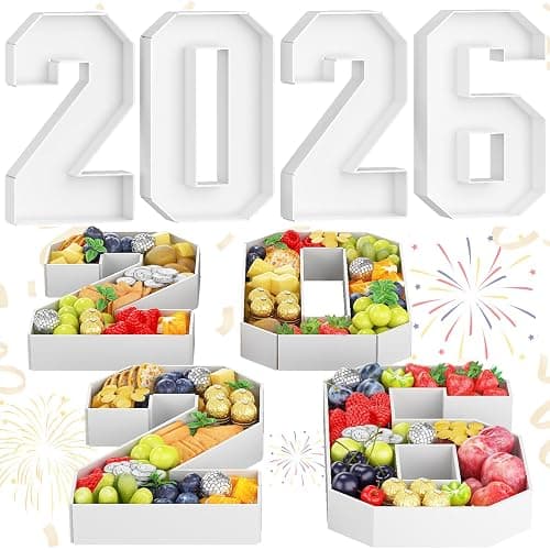 HILAVO 2026 Charcuterie Number Fillable, 4Pcs 13.7" Numbers Charcuterie Board Box 2026 Graduation Decorations Food Serving Tray for Congrats Grad Sports Event Birthday Party Supplies - Image 1