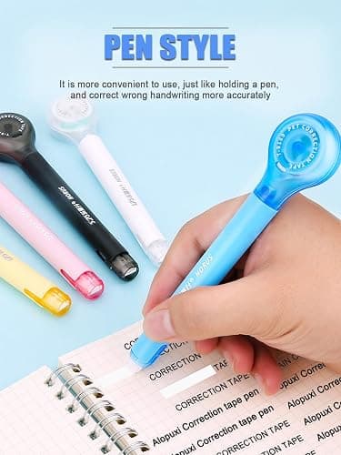 Alopuxi 5pcs Correction Tape Pen, White, 1/5" x 236", Push-pull Protective Cover thumbnail 3