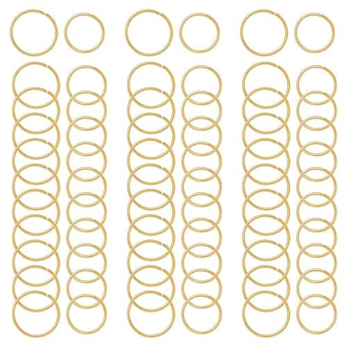 Nydotd 180 Pieces Hair Rings, Loop Clips, and Hoops - Fashion Hip-Hop DIY Hair Accessories for Braids and Dreadlocks (12mm+14mm, Gold) - Image 1