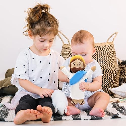 Yelakey Jesus Plush Jesus Stuffed Doll Christian Stuff Plushie Toys Religious Party Favors Gifts for Kids for Christening Easter Christmas (brownblue) thumbnail 2