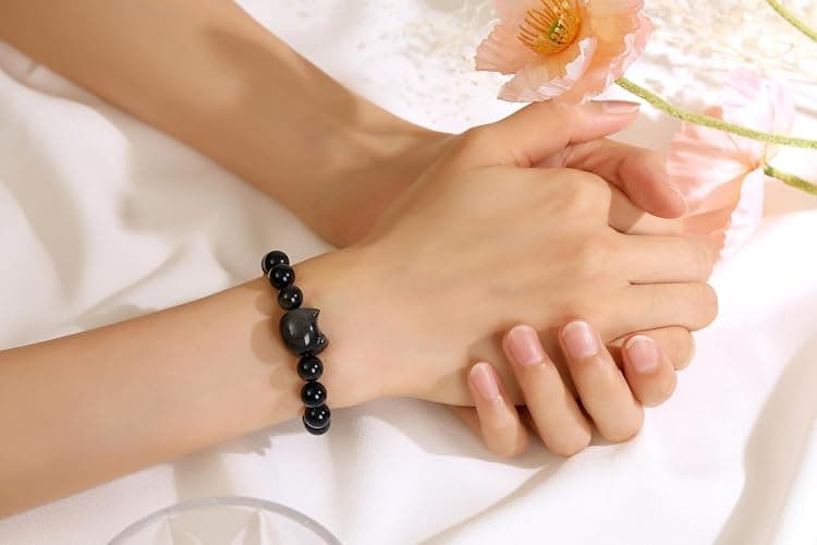 XIANNVXI Crystal Bracelet for Women Men 8 mm Natural Stone Beaded Bracelets Cat Bracelets Cross Bracelets Heart Bracelelt Jewelry for Women Birthday Gifts Stretch Bracelet thumbnail 2
