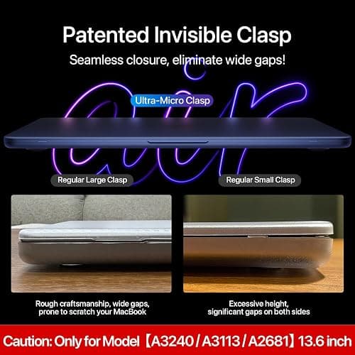 Soonjet Matte Case for MacBook Air 13/13.6-inch (M4/M3/M2, 2022–2026 Models A3240 A3113 A2681), Lightweight | Scratch & Fingerprint Resistant | Closes Seamlessly | Ideal for Work, Travel & Study thumbnail 4