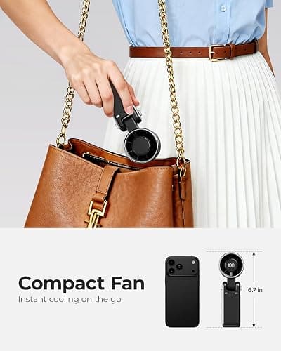 Bearwind Portable Handheld Turbo Fan - 5 Gear High Speed 4000mAh Rechargeable Mini Personal Hand Fan Blow Cold Air, Battery Operated Travel Essentials, Beach Vacation, Gifts for Women, Men (Black) thumbnail 6