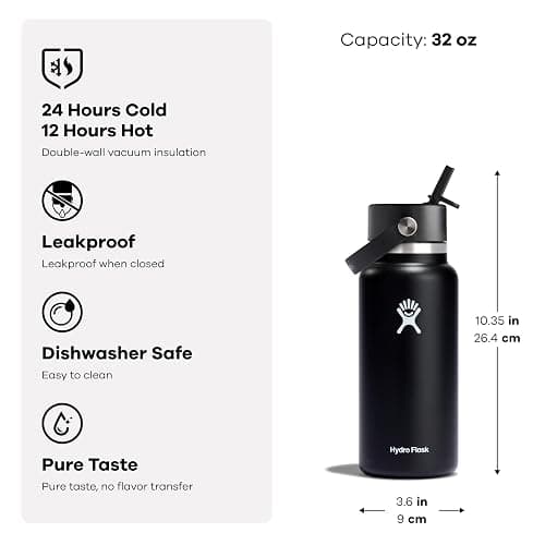 Hydro Flask 32 Oz Wide Flex Straw Cap Bottle - Insulated Stainless Steel - Wide Straw Lid, Non Spill, Leakproof in Ivory Rose Gold thumbnail 3
