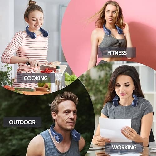 Portable Neck Fan, Hands Free Bladeless, 360° Cooling Personal Fan,Wearable Quiet Fan for Outdoor Indoor, Birthday Gifts for Men Women Mom Dad, 4000mAh Battery USB Rechargeable, 3-Speeds( Black) thumbnail 6