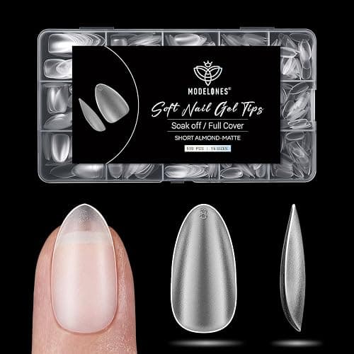 Modelones Short Almond Nail Tips 510pcs Full Matte Soft Fake Press On Nails | Full Cover Clear Acrylic Gel Kit False Press on Nails for Extension DIY Salon 15Sizes - Image 1