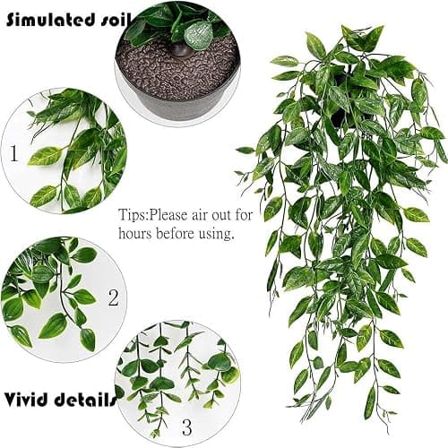 KIRIFLY Fake Plants Artificial Indoor Faux Hanging Plants Greenery Eucalyptus Green Décor 3 Pack for Home Bathroom Farmhouse Room Shelf thumbnail 4