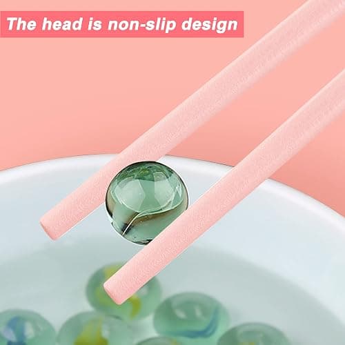 HELERKOL 5 Pairs Fiberglass Chopsticks - Amber Cherry Blossom Pattern, Multicolor - Japanese & Korean Chopsticks - Reusable, Dishwasher Safe - Yellow, Pink, Blue, Green, Purple thumbnail 3