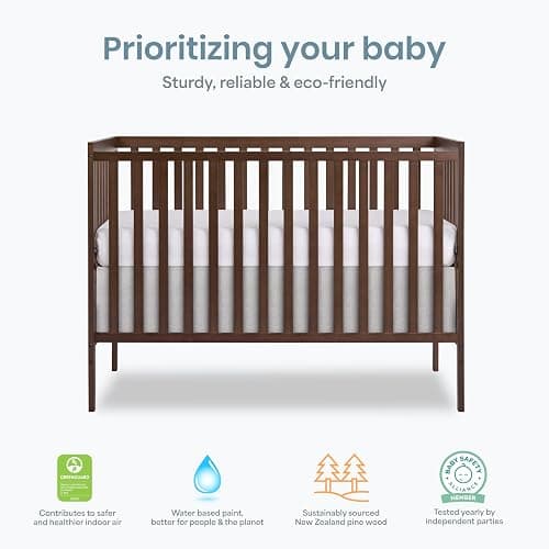 Dream On Me Synergy 5-in-1 Convertible Full Size Baby Crib, Smokey Oak | Converts to Toddler, Day & Full Size Bed, GREENGUARD Gold & BSA Verified, Straight Slat Rail, 3 Mattress Heights, 50 Lb Limit thumbnail 5