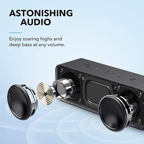 Anker Soundcore Upgraded Bluetooth Speaker with IPX5 Waterproof, Stereo Sound, 24H Playtime, Portable Wireless Speaker for iPhone, Samsung and More (Black) thumbnail 2