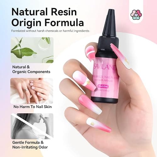 SAVILAND Dilution-Free Airbrush Gel Nail Polish 30ML 12 Colors | Hema-Free Airbrush Paint for Nails, Non-Acetone, High Color Saturation, For Gradients Blush Layered Nail Art thumbnail 5