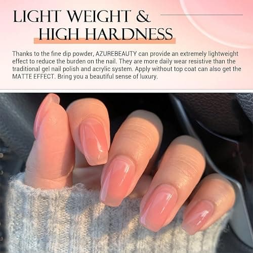 AZUREBEAUTY Dip Powder Nail Starter Kit, 4 Colors Translucent Jelly Nude Gentle Pink Dipping Powder System Liquid Set with Base & Top Coat Activator for French Nail Art Manicure Salon DIY | 4 Colors, Translucent, Jelly, Nude, Gentle Pink, Liquid Set, Base & Top Coat, Activator, French Nail Art, Manicure thumbnail 2