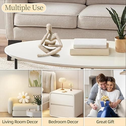 UTTCMK Bookshelf Decor Thinker Statue - Abstract Art Reading Thinker Sculpture Figurine Aesthetic, Modern Home Decoration for Living Room Office Shelves Coffee Table Desk Decor(Beige) thumbnail 7